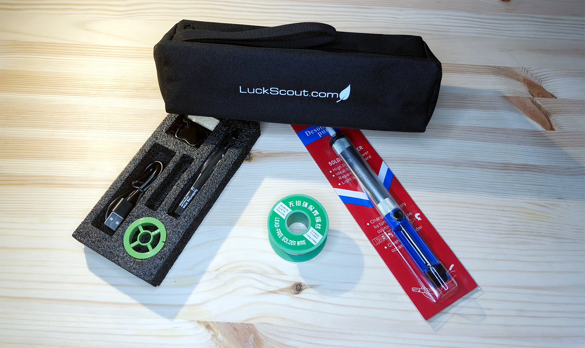 Wireless Rechargeable Soldering Kit with LuckScout Zipper Tool Bag Wireless Rechargeable Soldering Kit with LuckScout Zipper Tool Bag